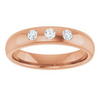 Three-Stone Comfort-Fit Half Round Band