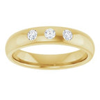 Three-Stone Comfort-Fit Half Round Band