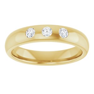 Three-Stone Comfort-Fit Half Round Band