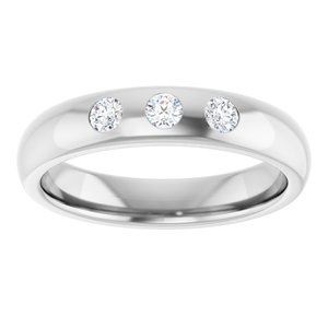 Three-Stone Comfort-Fit Half Round Band