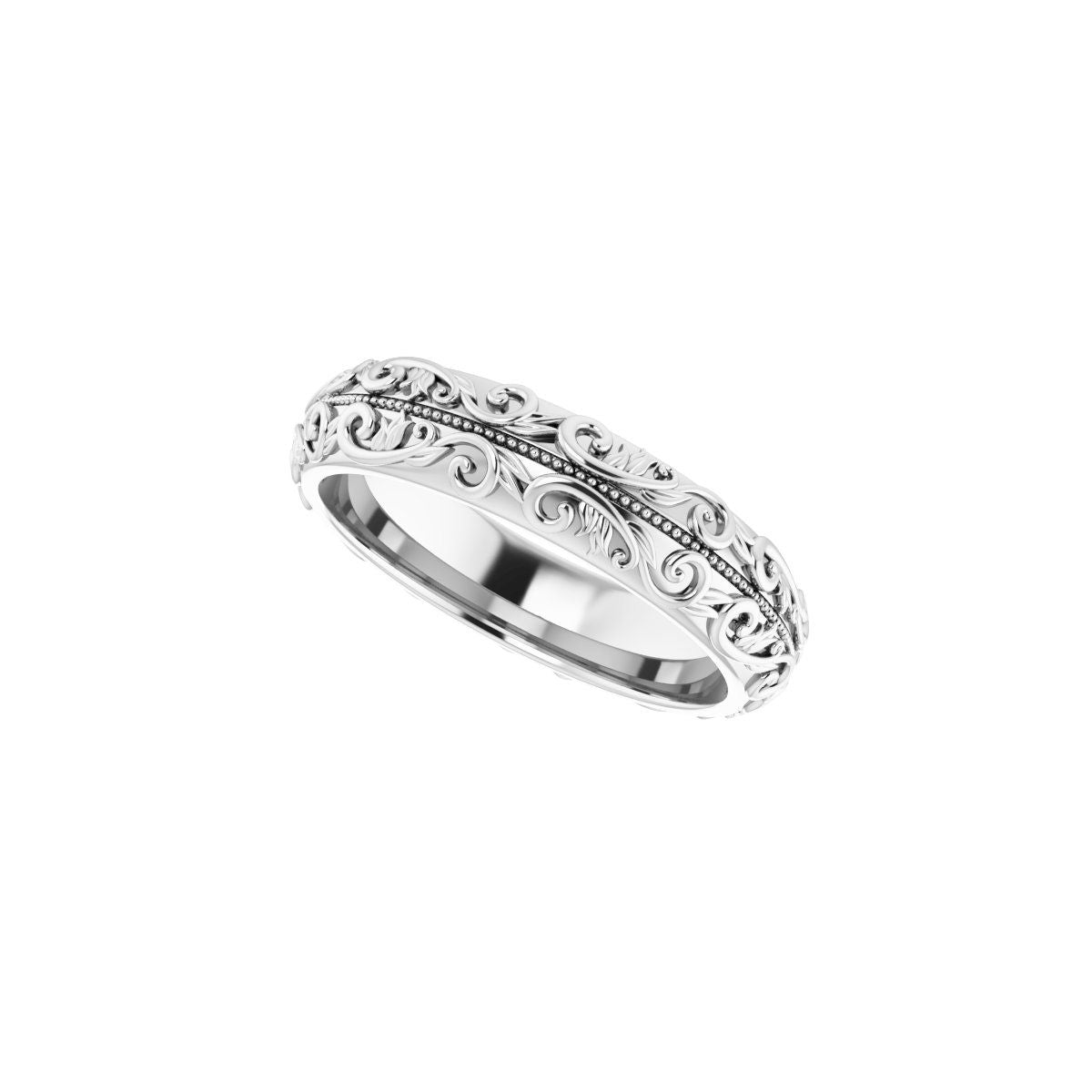 Milgrain Sculptural Half Round Band