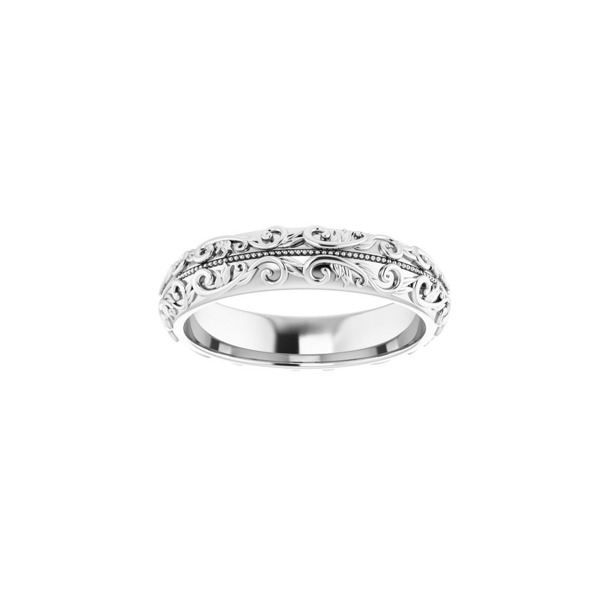 Milgrain Sculptural Half Round Band