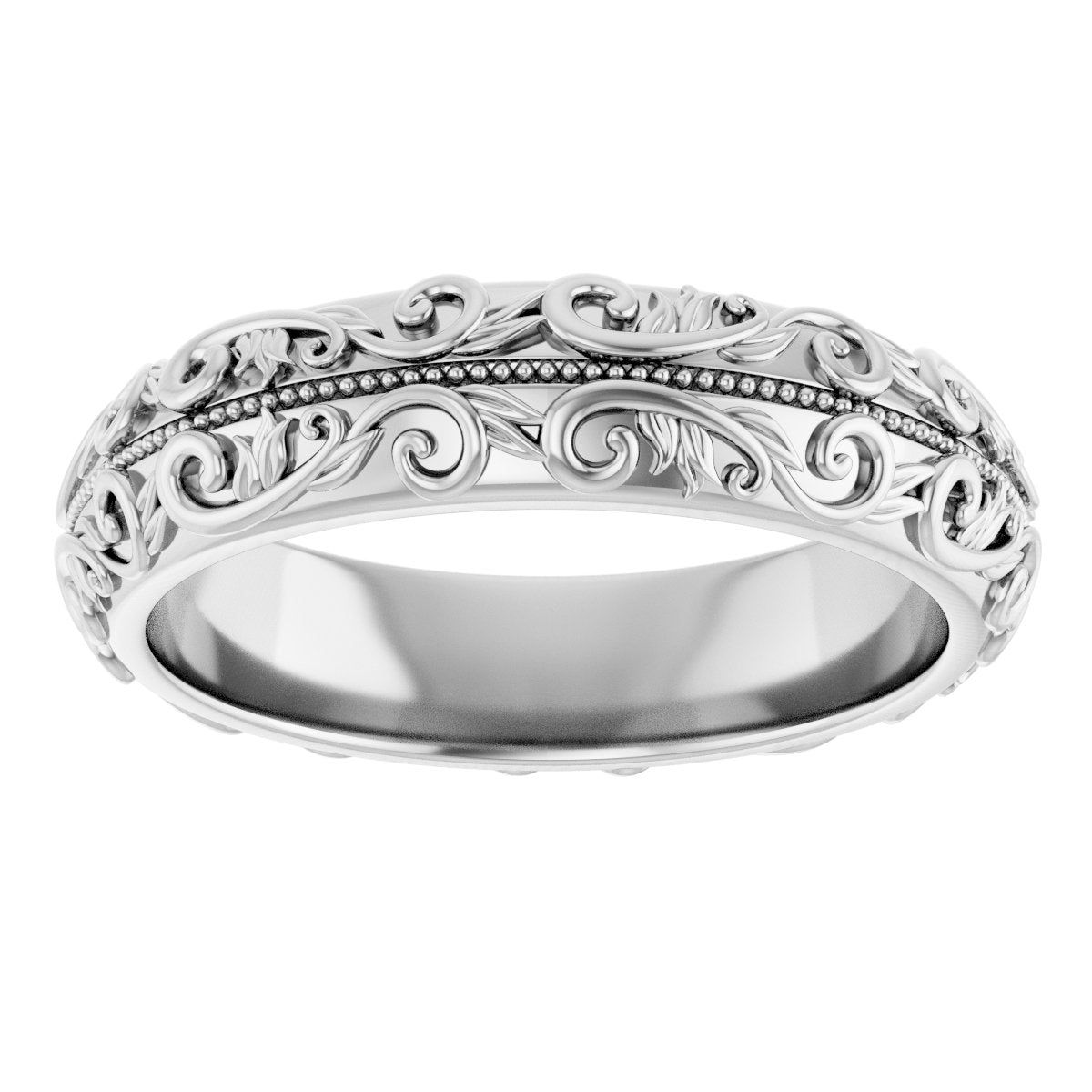 Milgrain Sculptural Half Round Band