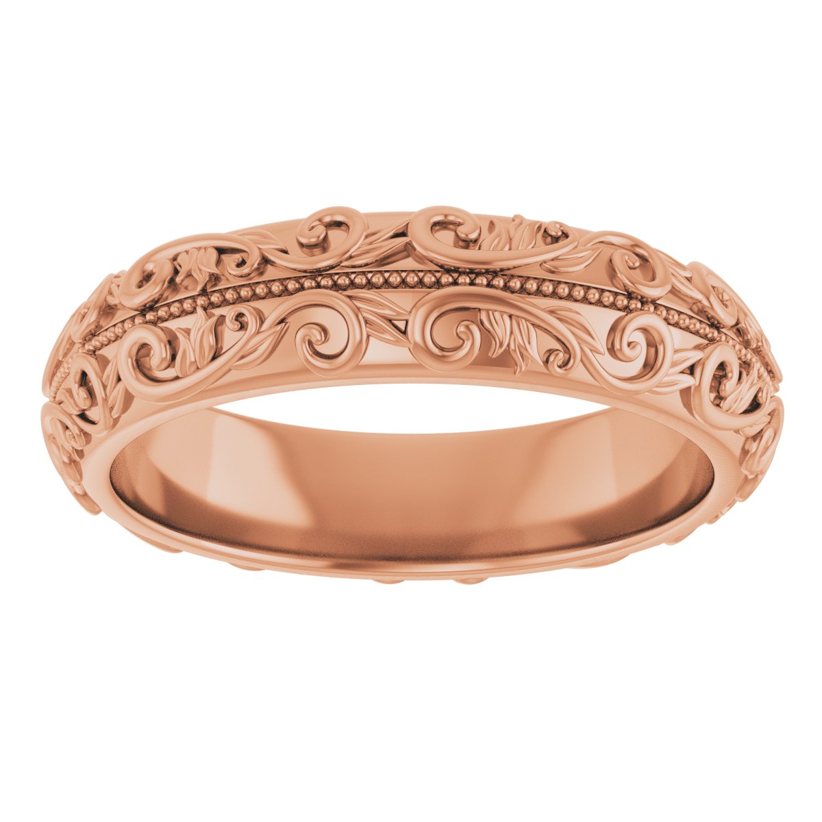 Milgrain Sculptural Half Round Band