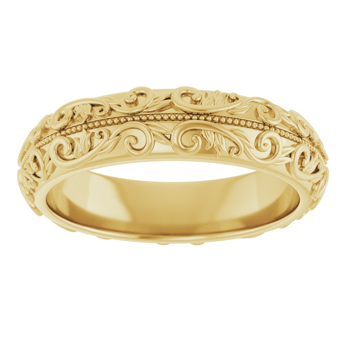 Milgrain Sculptural Half Round Band