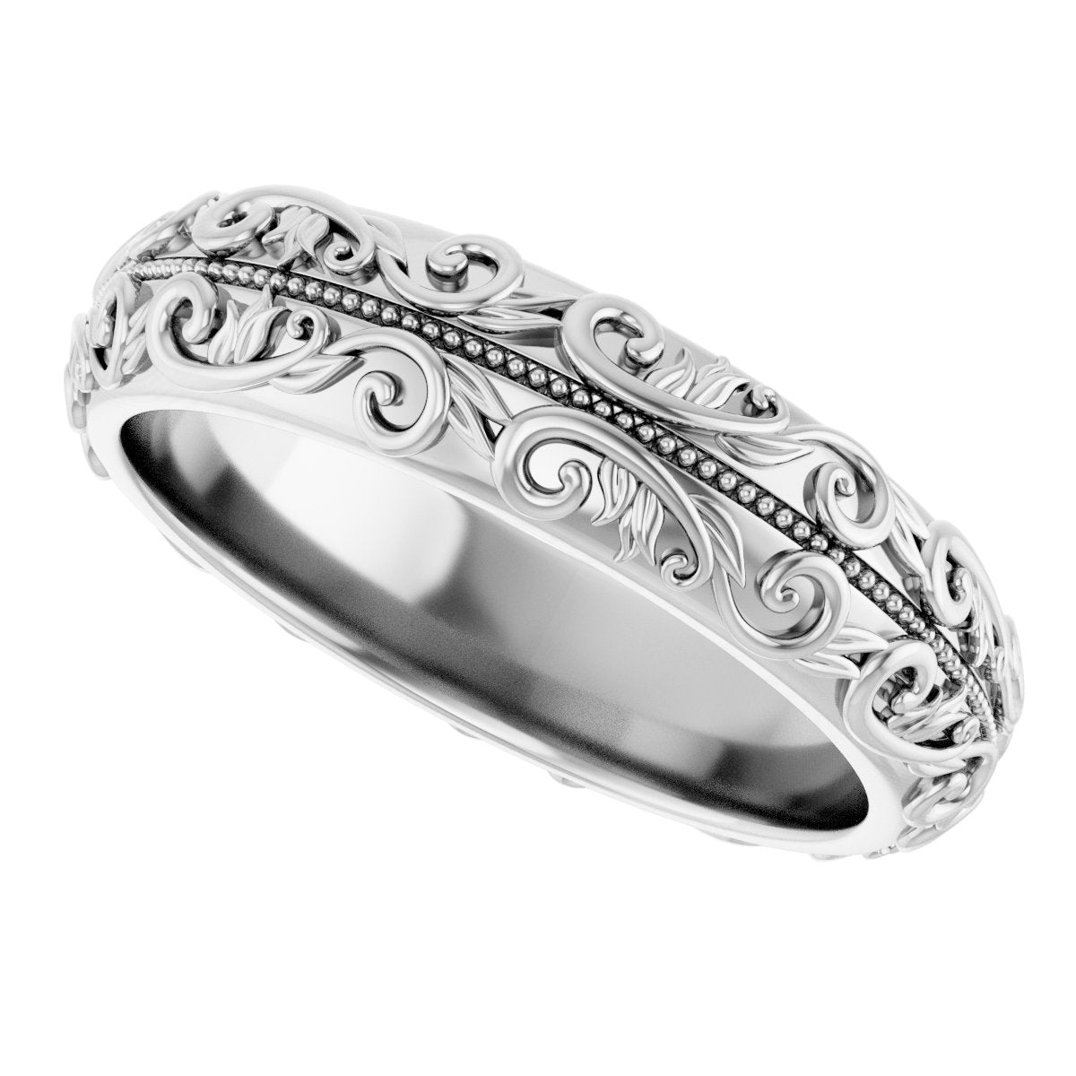 Milgrain Sculptural Half Round Band