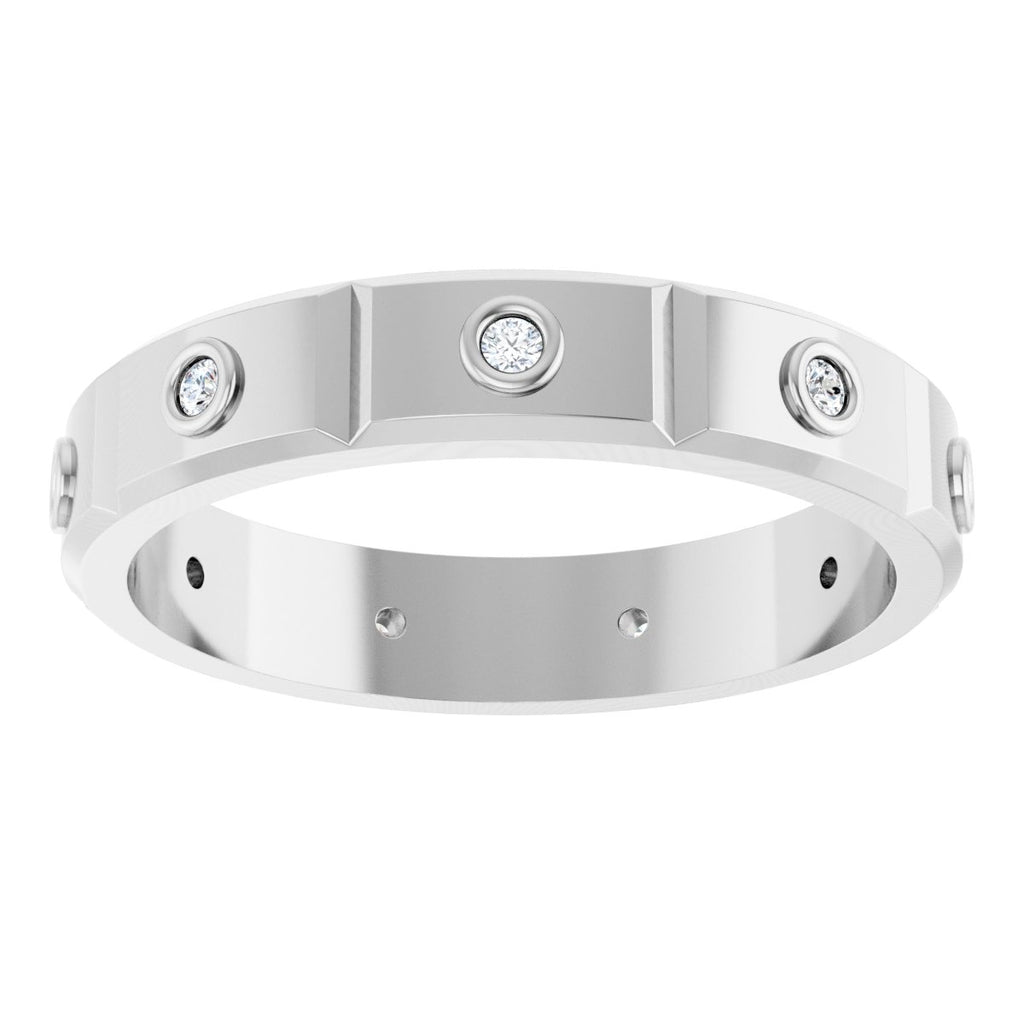 Bezel-Set Beveled-Edge Geometric Band