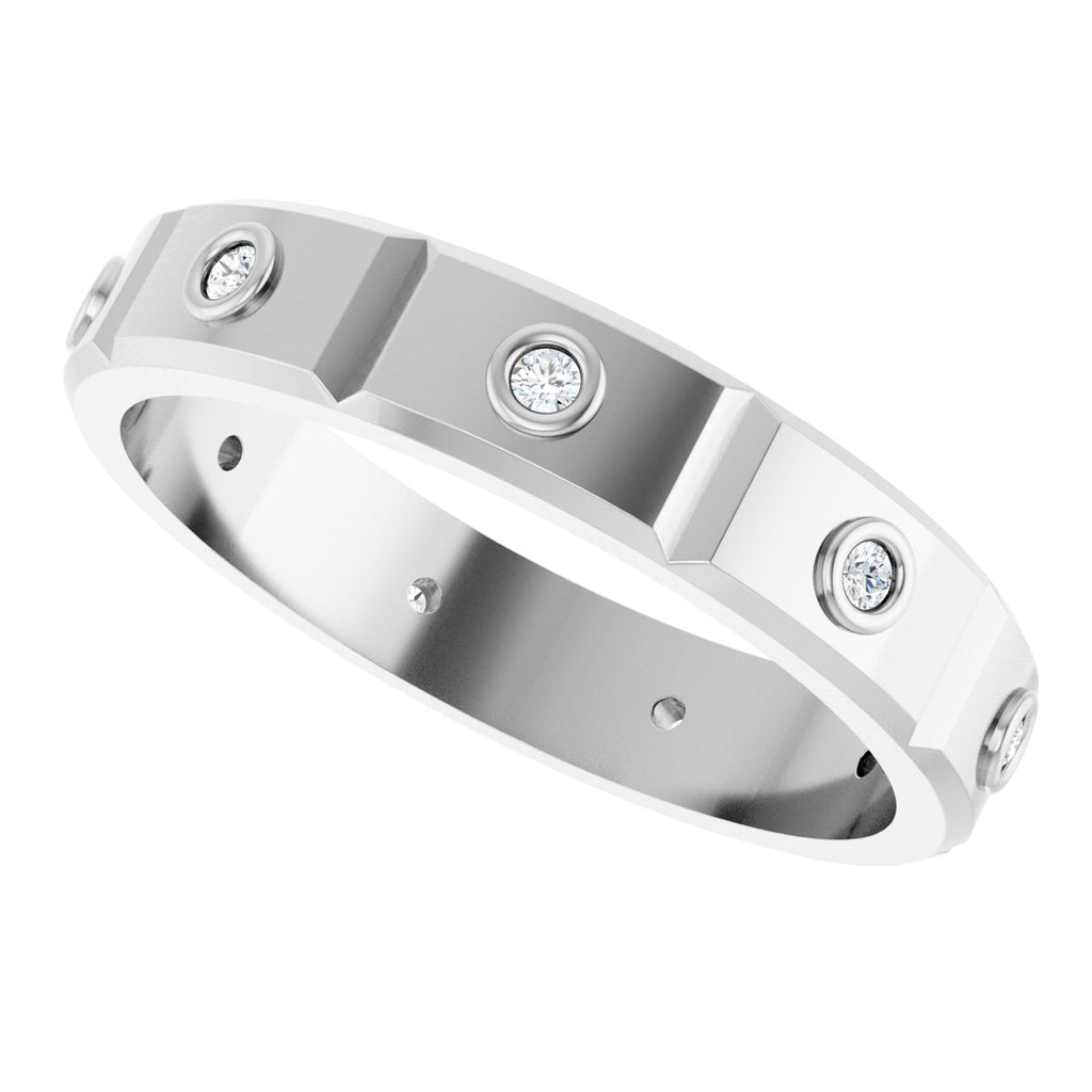Bezel-Set Beveled-Edge Geometric Band