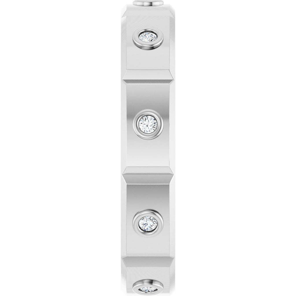 Bezel-Set Beveled-Edge Geometric Band