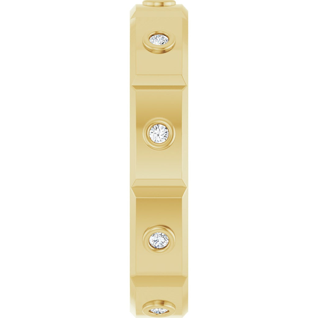 Bezel-Set Beveled-Edge Geometric Band
