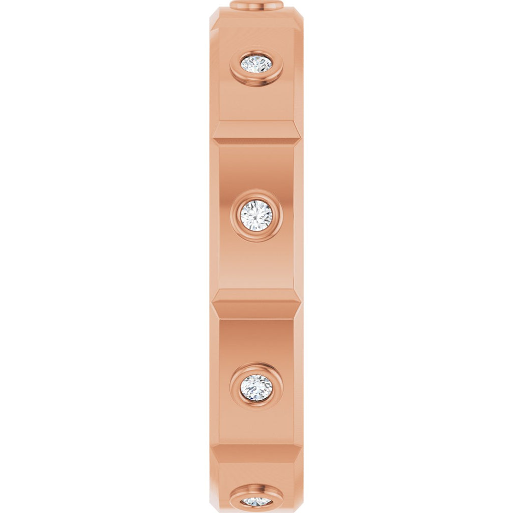 Bezel-Set Beveled-Edge Geometric Band