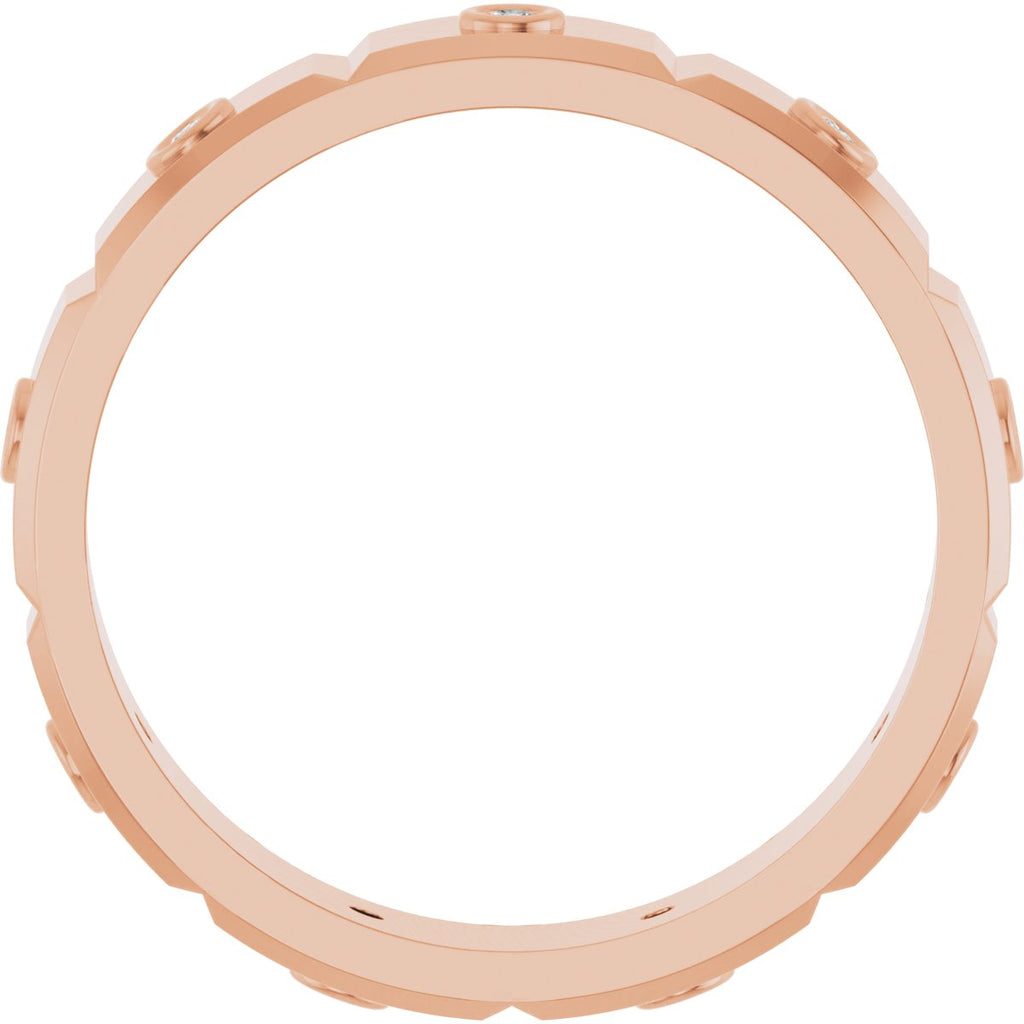 Bezel-Set Beveled-Edge Geometric Band