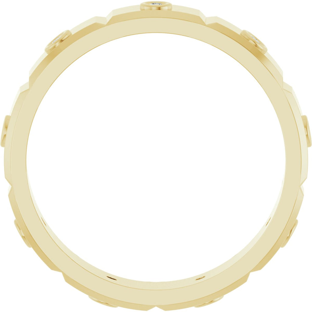 Bezel-Set Beveled-Edge Geometric Band