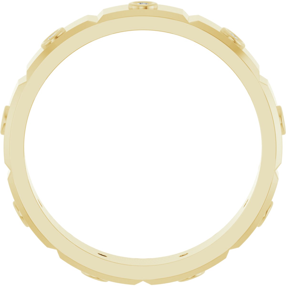 Bezel-Set Beveled-Edge Geometric Band