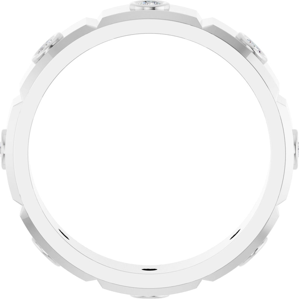 Bezel-Set Beveled-Edge Geometric Band