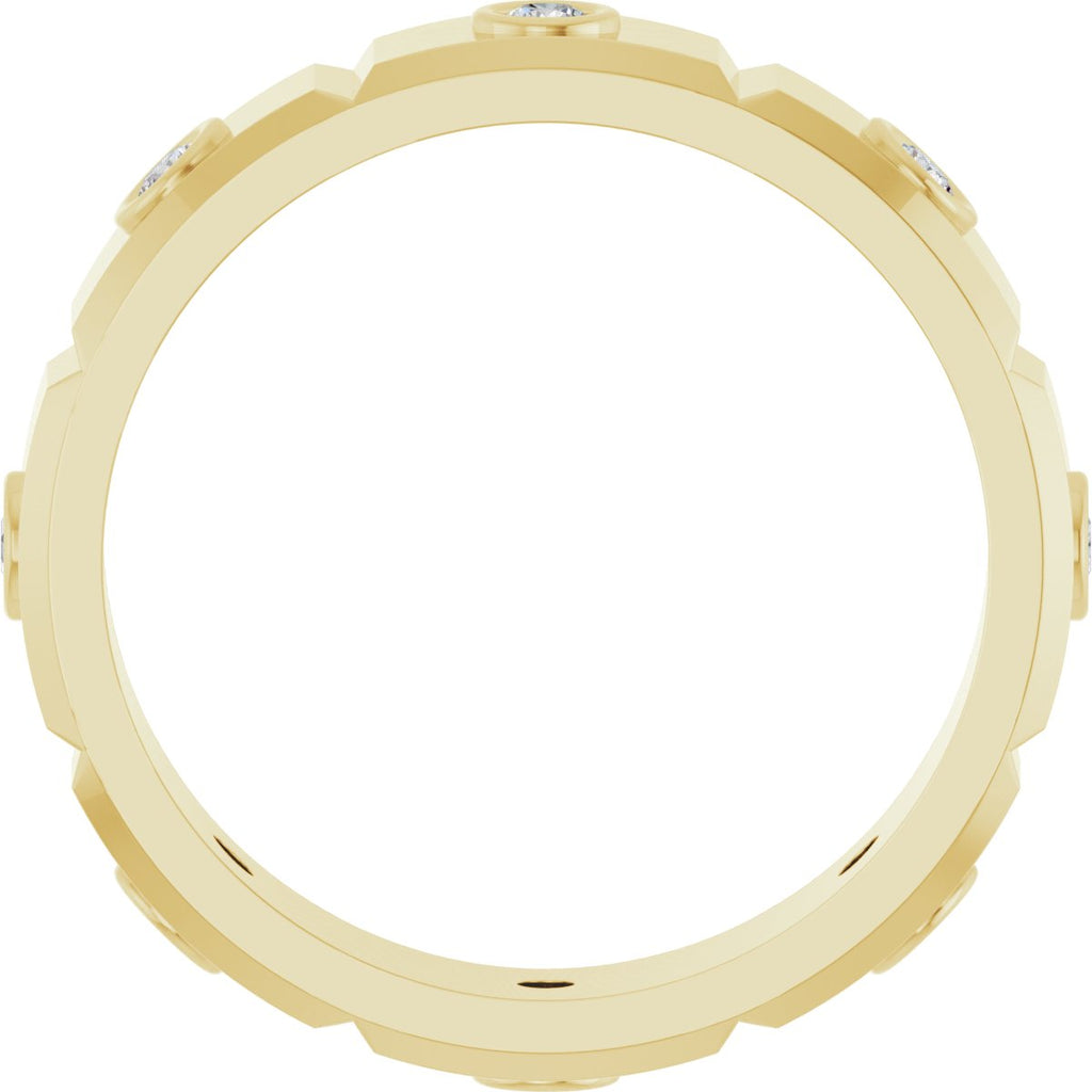 Bezel-Set Beveled-Edge Geometric Band