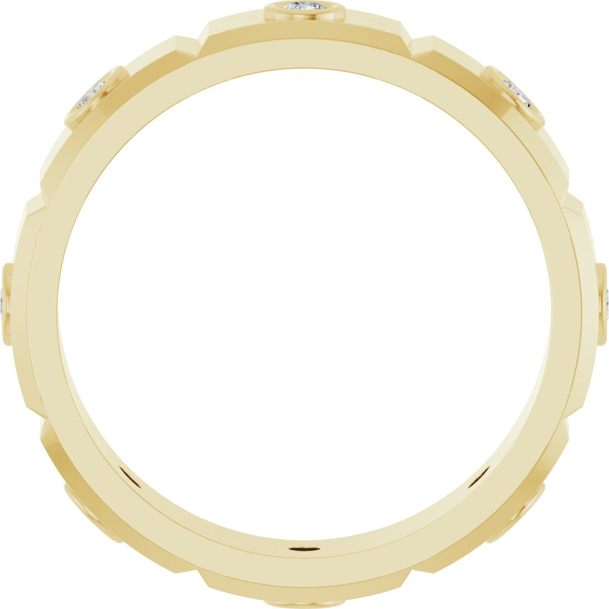 Bezel-Set Beveled-Edge Geometric Band
