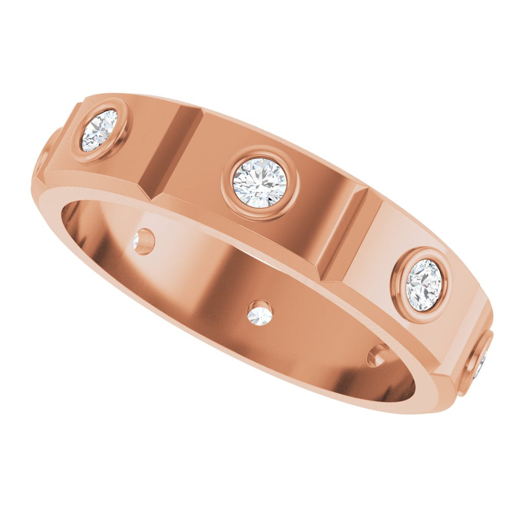 Bezel-Set Beveled-Edge Geometric Band