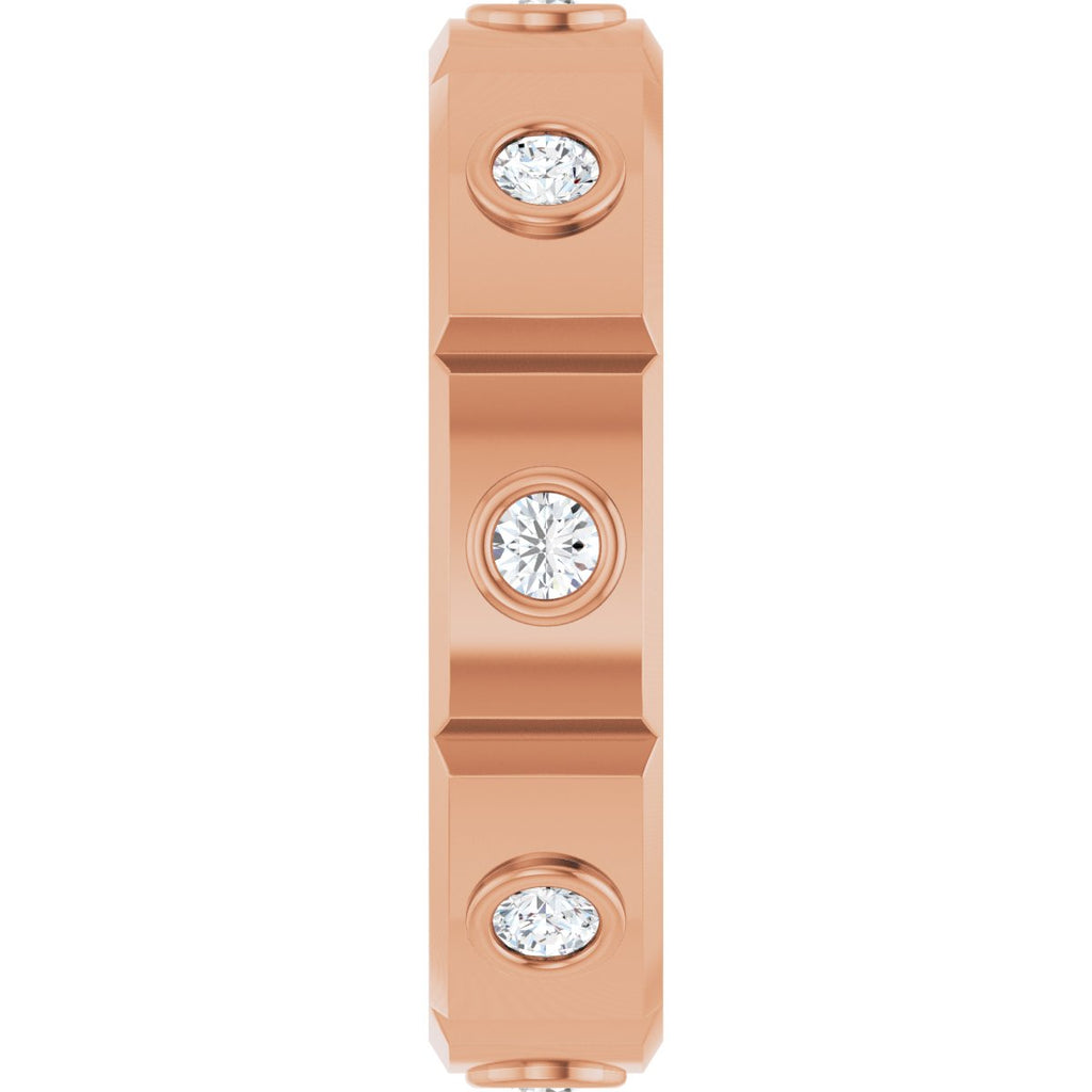 Bezel-Set Beveled-Edge Geometric Band