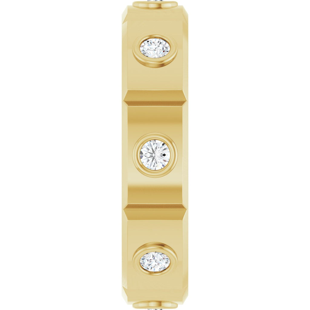 Bezel-Set Beveled-Edge Geometric Band