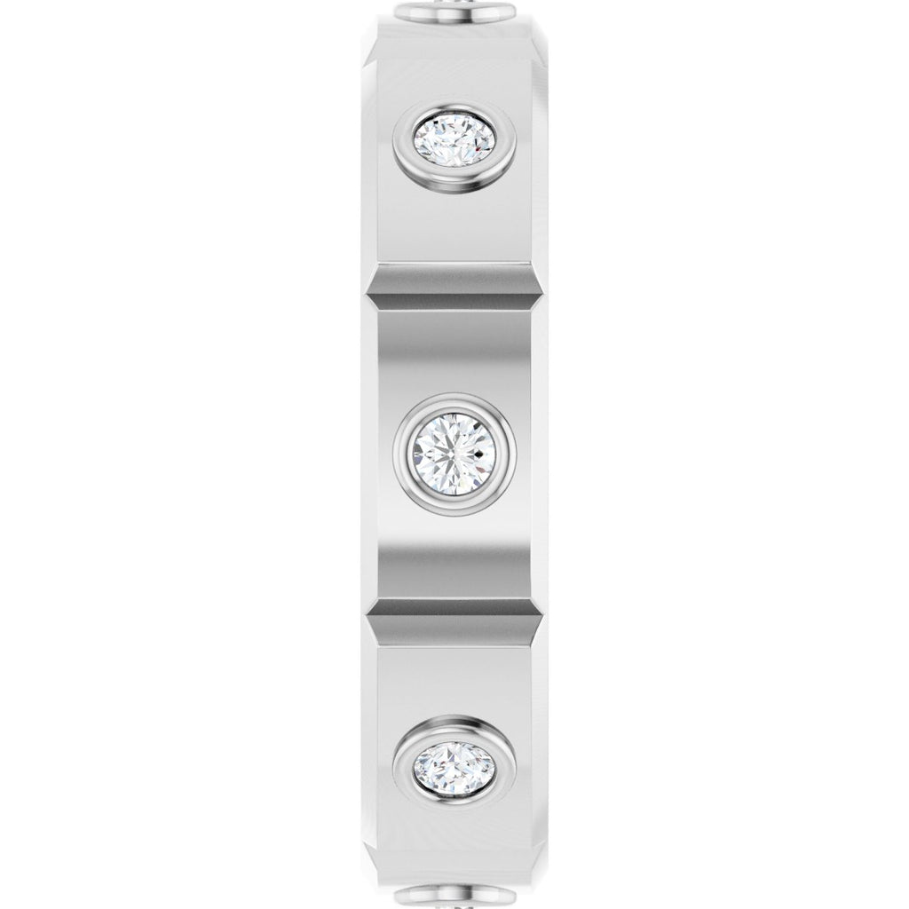 Bezel-Set Beveled-Edge Geometric Band