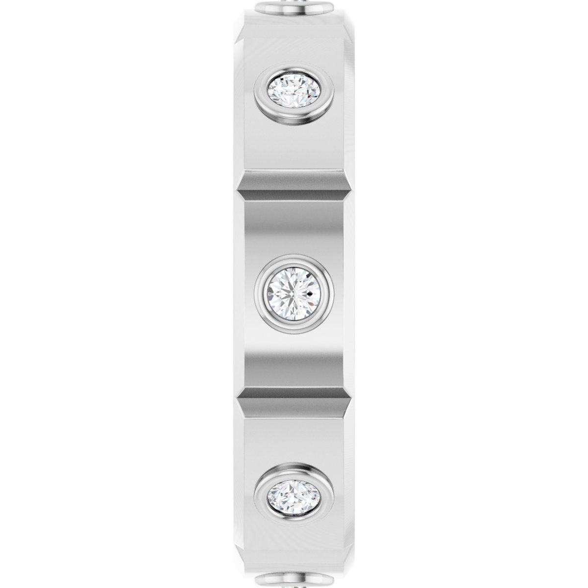 Bezel-Set Beveled-Edge Geometric Band