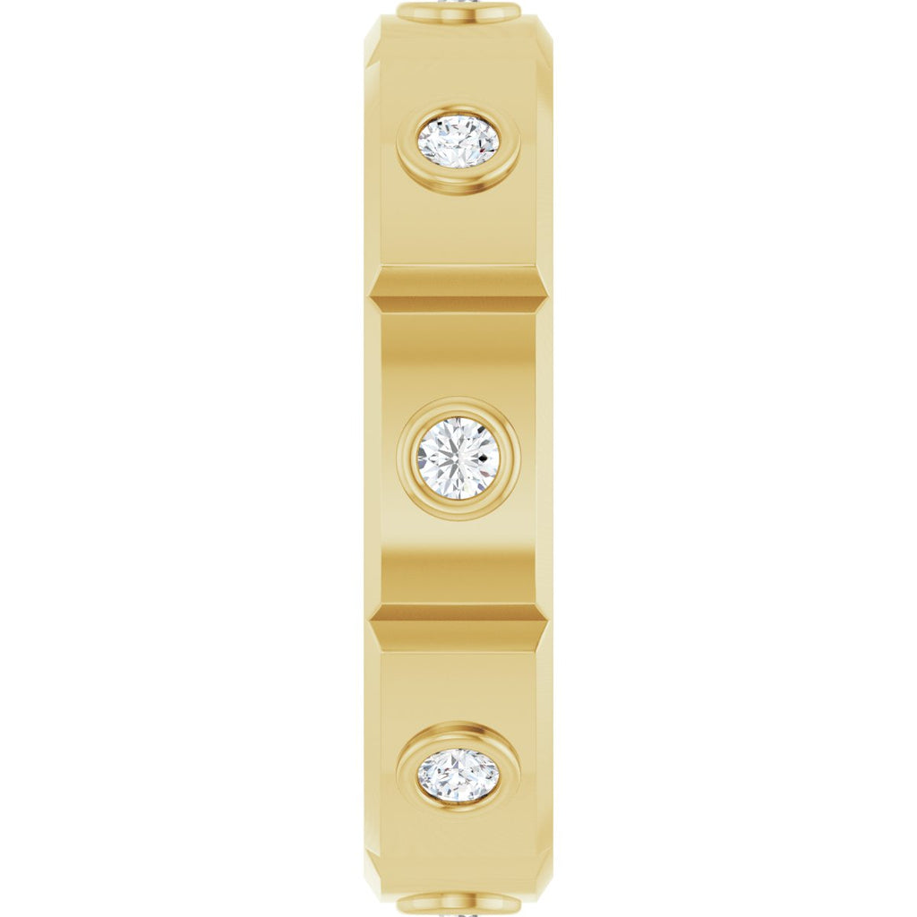 Bezel-Set Beveled-Edge Geometric Band