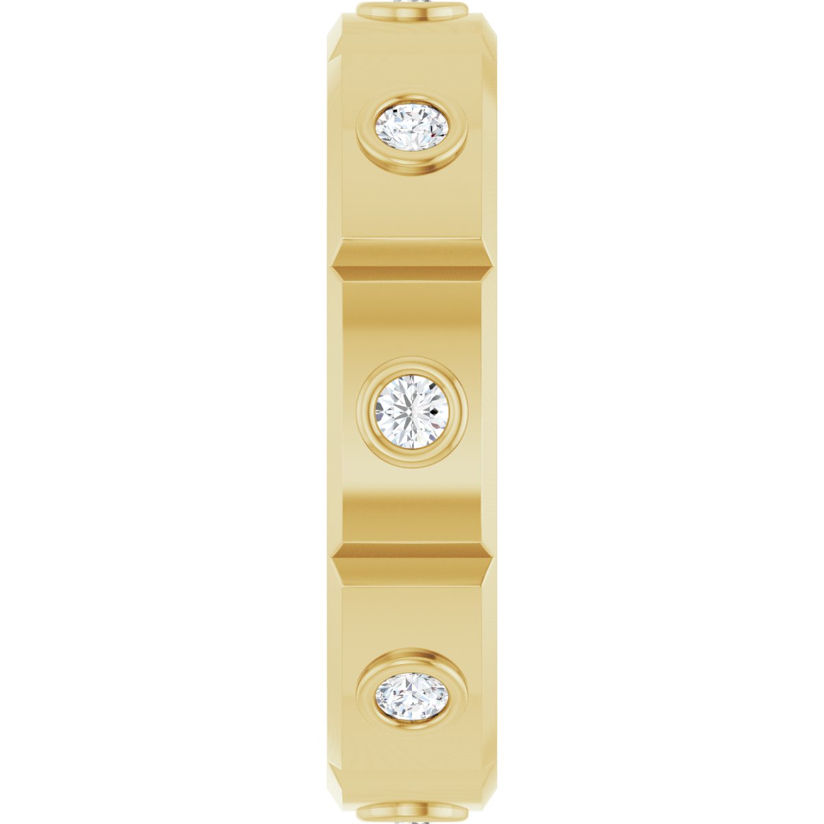 Bezel-Set Beveled-Edge Geometric Band