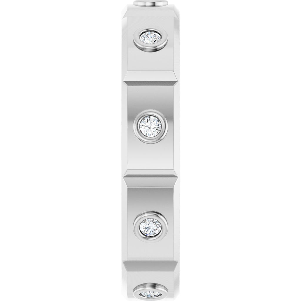 Bezel-Set Beveled-Edge Geometric Band