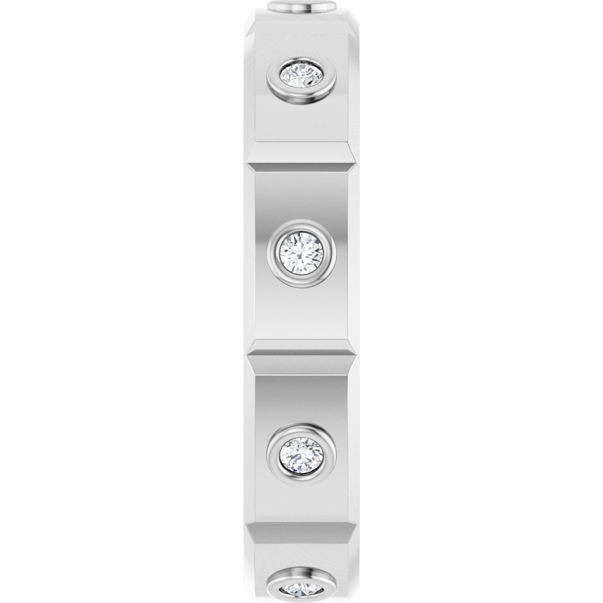 Bezel-Set Beveled-Edge Geometric Band
