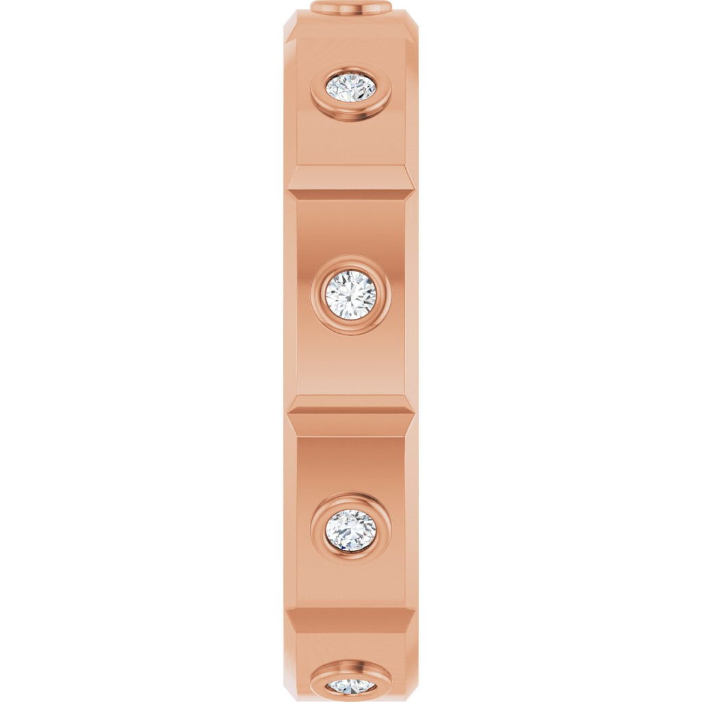 Bezel-Set Beveled-Edge Geometric Band