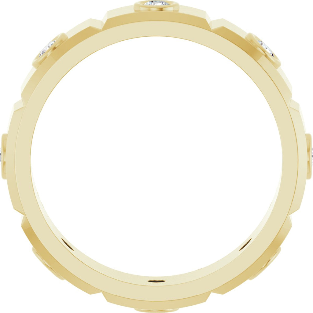 Bezel-Set Beveled-Edge Geometric Band