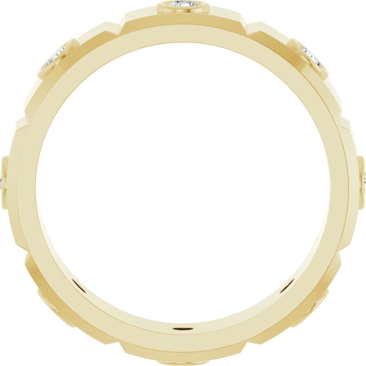 Bezel-Set Beveled-Edge Geometric Band