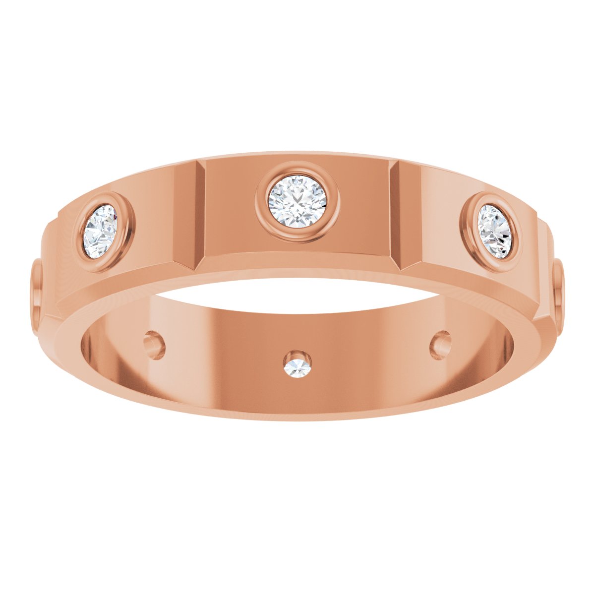 Bezel-Set Beveled-Edge Geometric Band