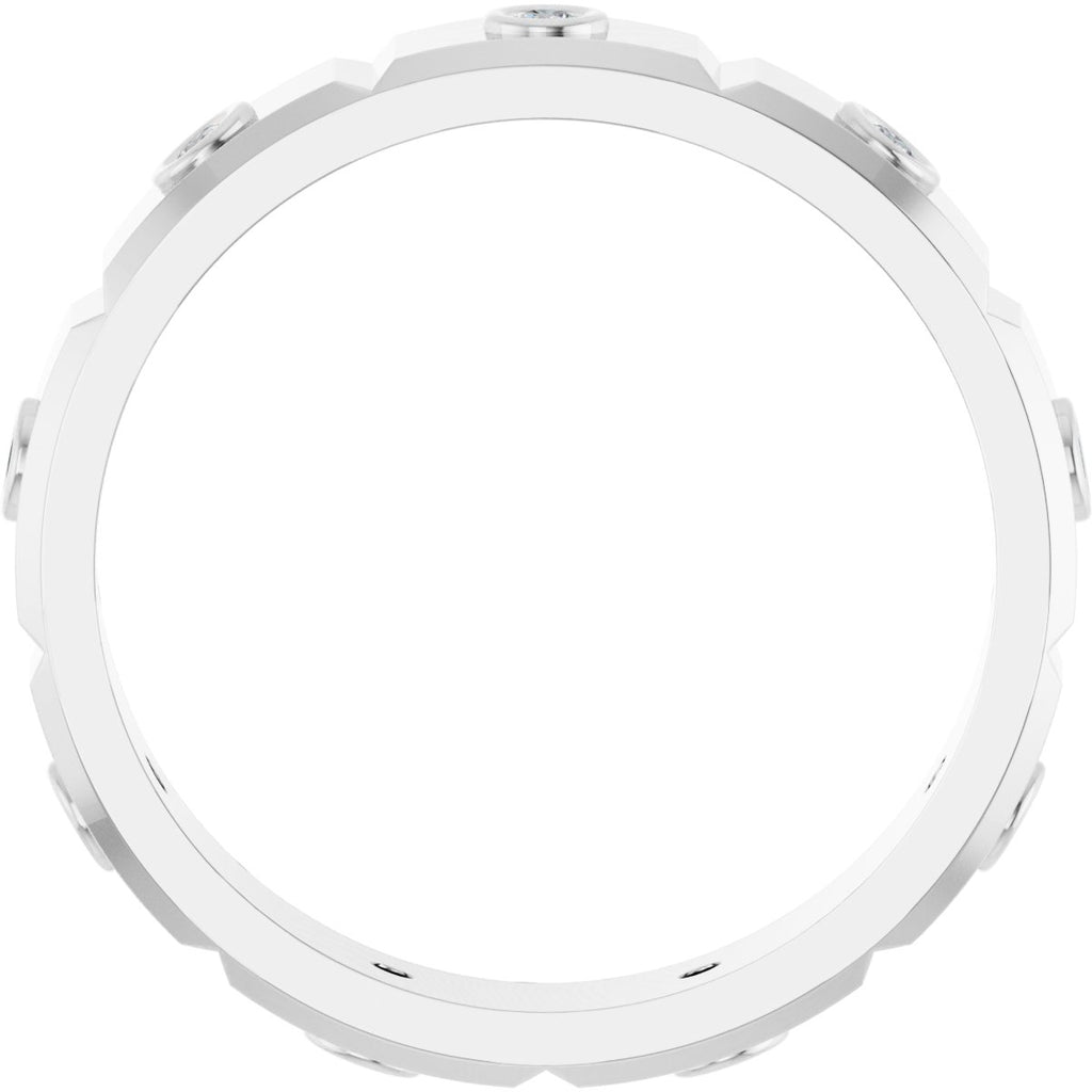 Bezel-Set Beveled-Edge Geometric Band