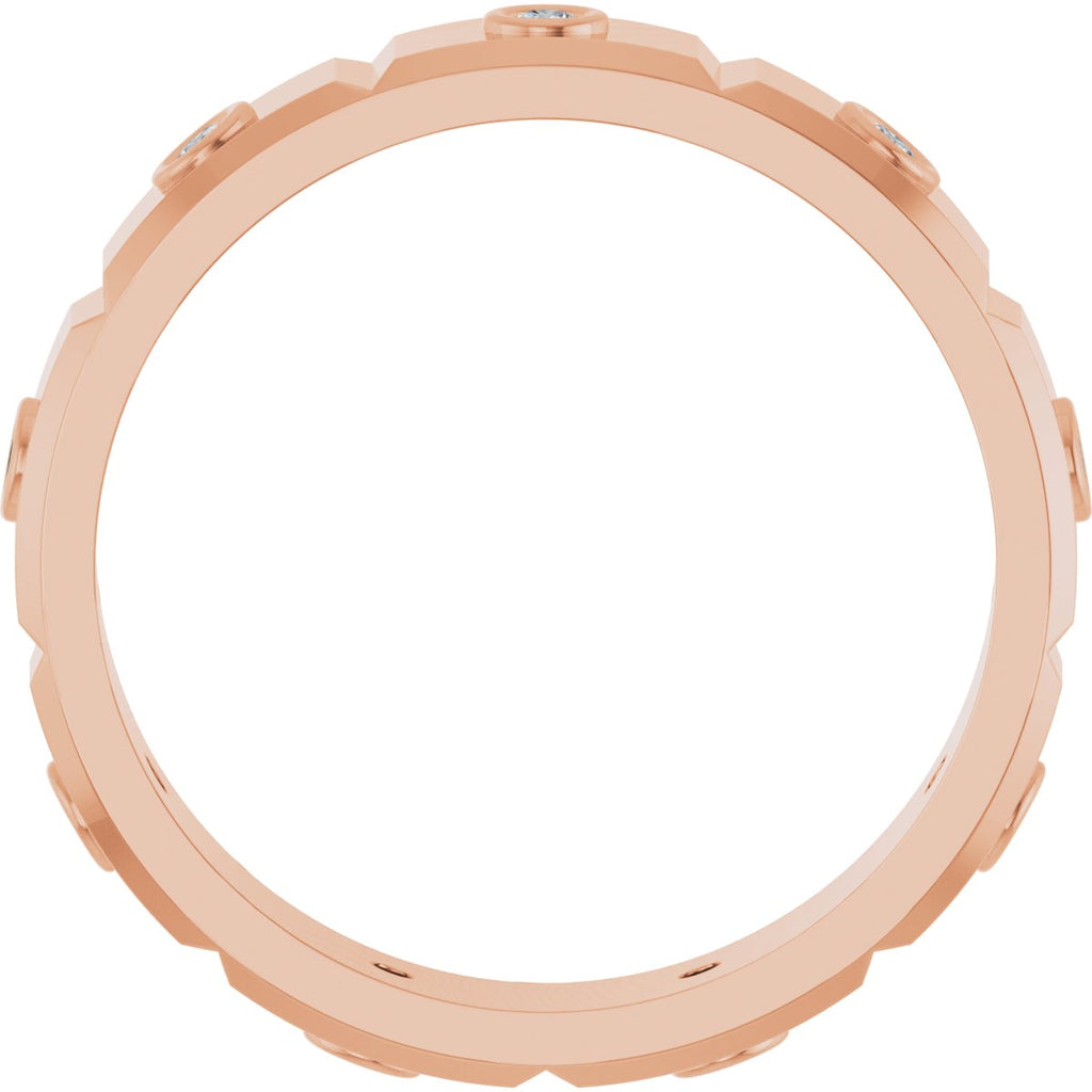 Bezel-Set Beveled-Edge Geometric Band