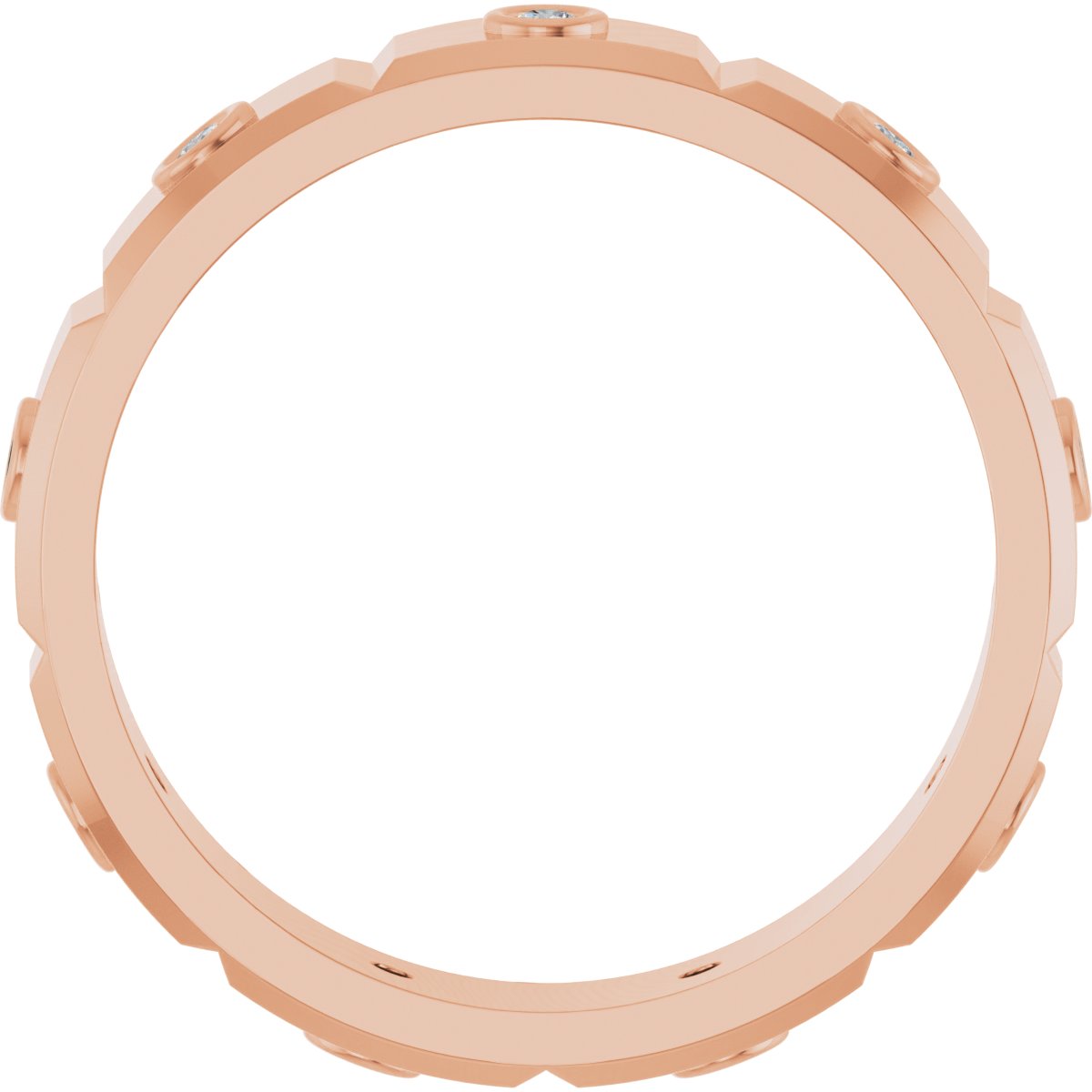 Bezel-Set Beveled-Edge Geometric Band