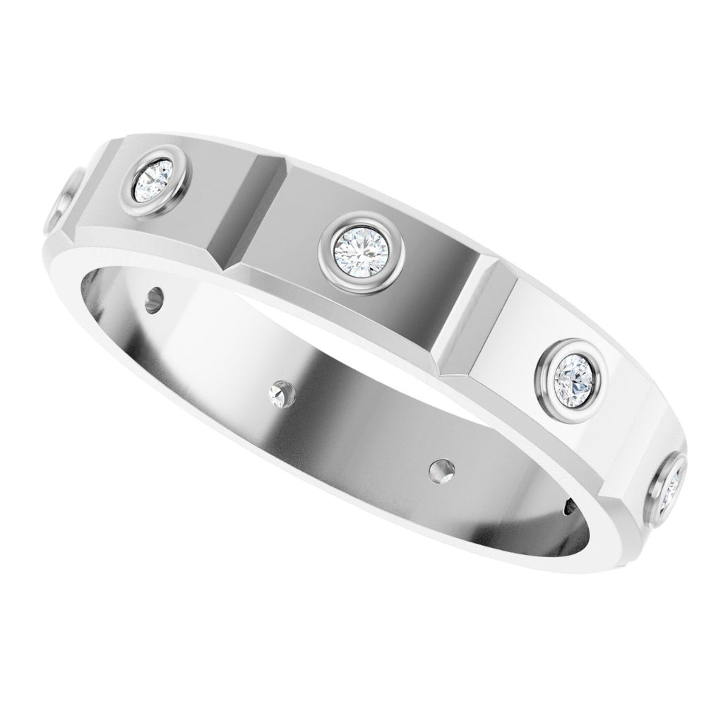 Bezel-Set Beveled-Edge Geometric Band