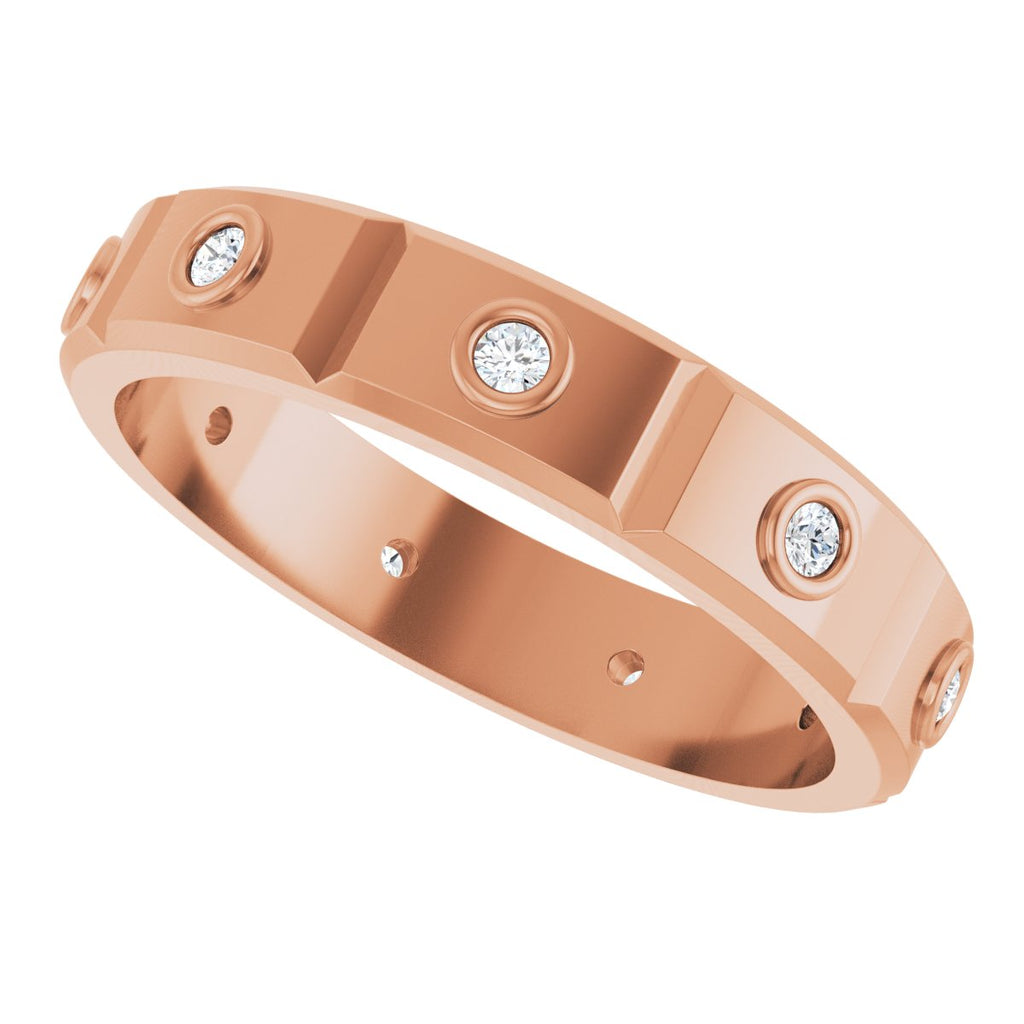 Bezel-Set Beveled-Edge Geometric Band