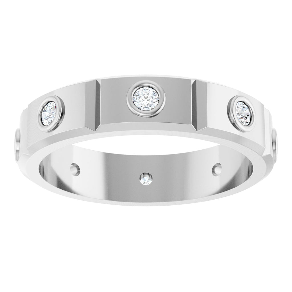Bezel-Set Beveled-Edge Geometric Band