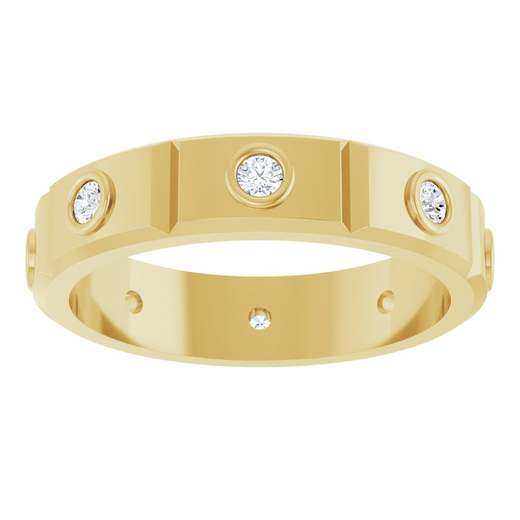 Bezel-Set Beveled-Edge Geometric Band