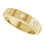 Bezel-Set Beveled-Edge Geometric Band