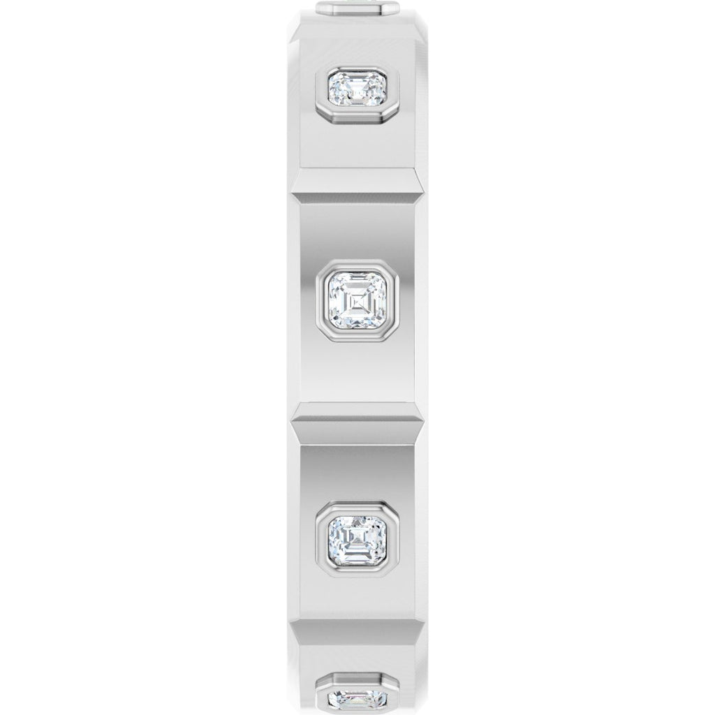 Bezel-Set Beveled-Edge Geometric Band