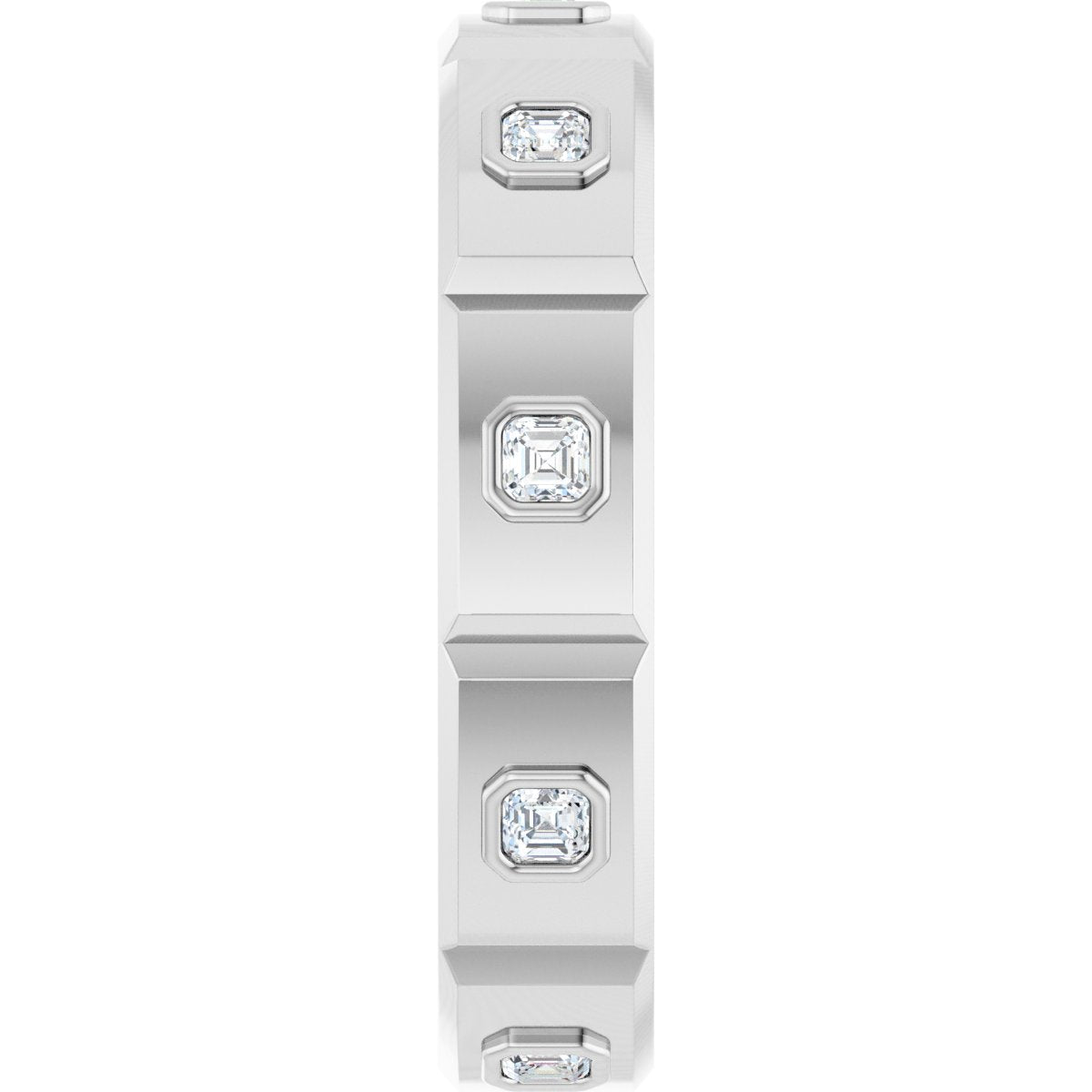 Bezel-Set Beveled-Edge Geometric Band