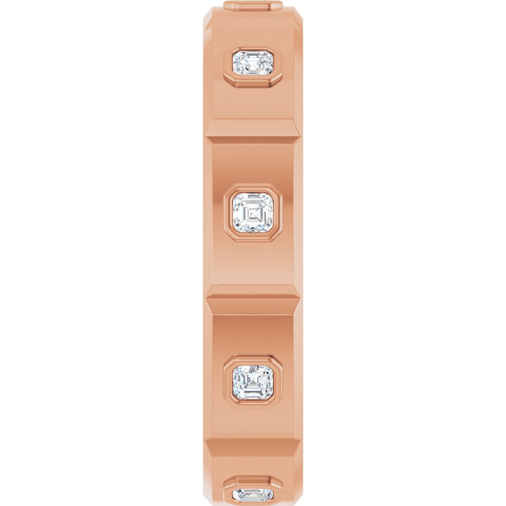 Bezel-Set Beveled-Edge Geometric Band