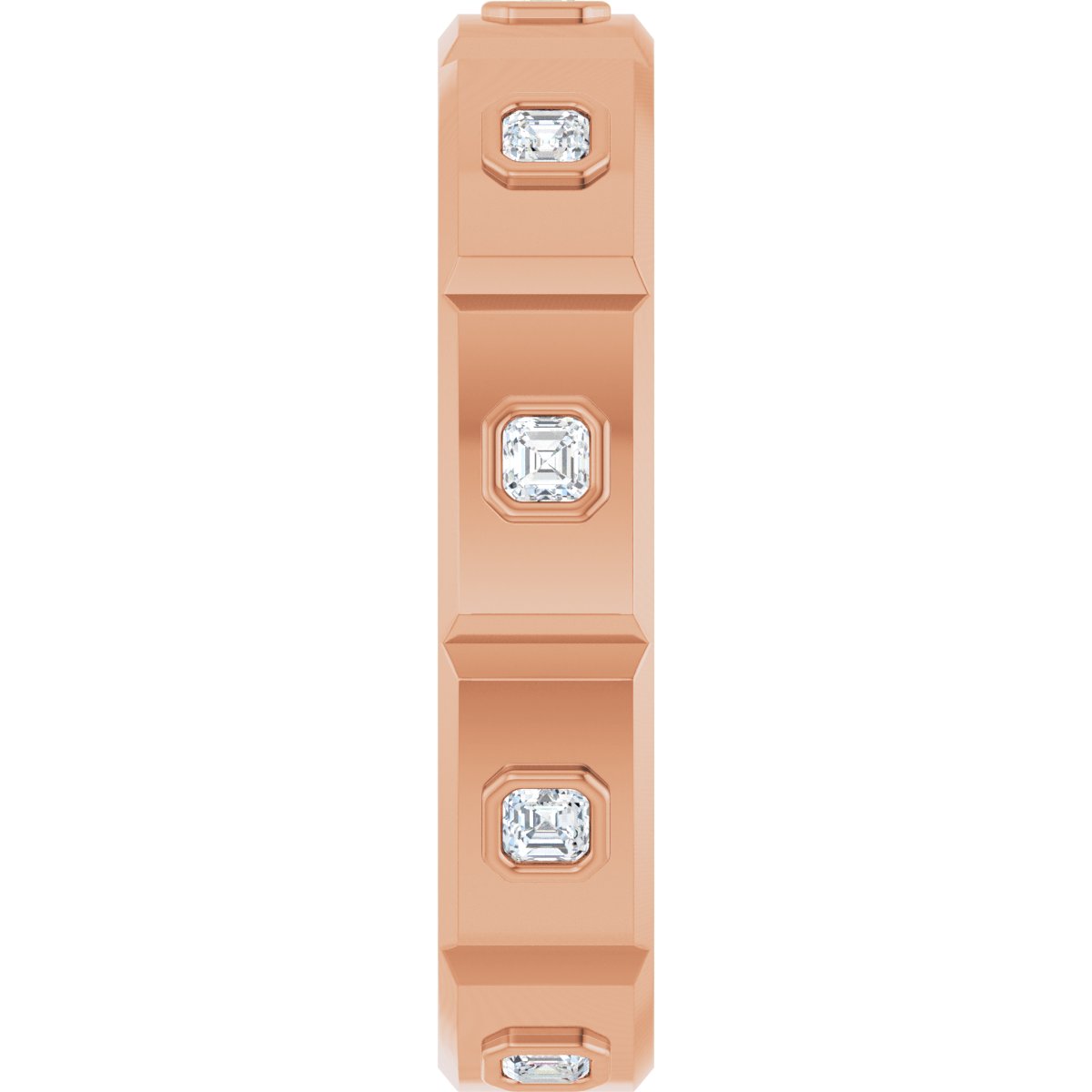 Bezel-Set Beveled-Edge Geometric Band