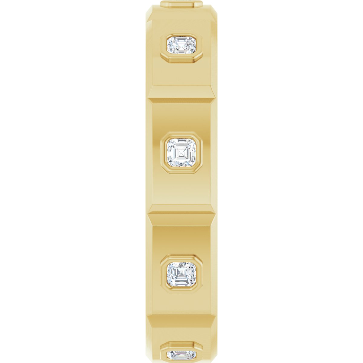 Bezel-Set Beveled-Edge Geometric Band