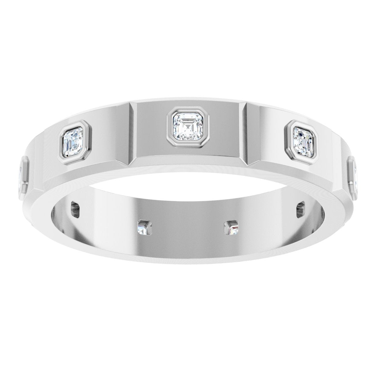 Bezel-Set Beveled-Edge Geometric Band