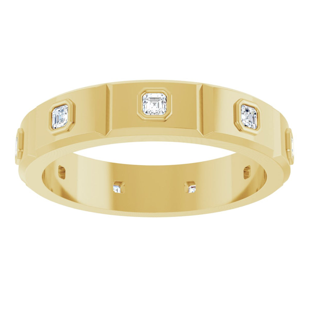 Bezel-Set Beveled-Edge Geometric Band