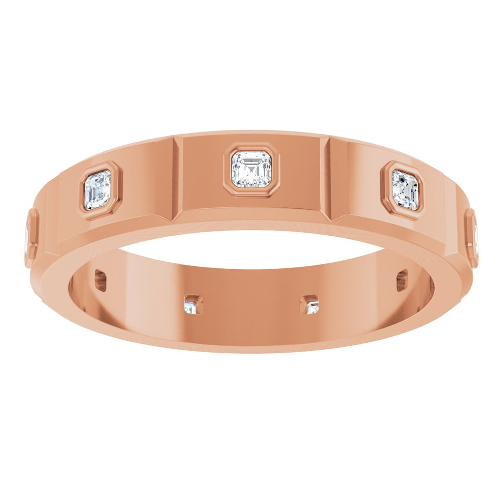 Bezel-Set Beveled-Edge Geometric Band